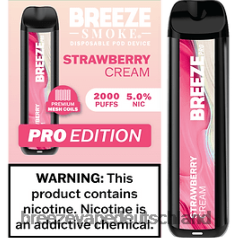 DB4FTR13 Breeze Pro 2000 Züge Erdbeercreme | Breeze Vape Deutschland