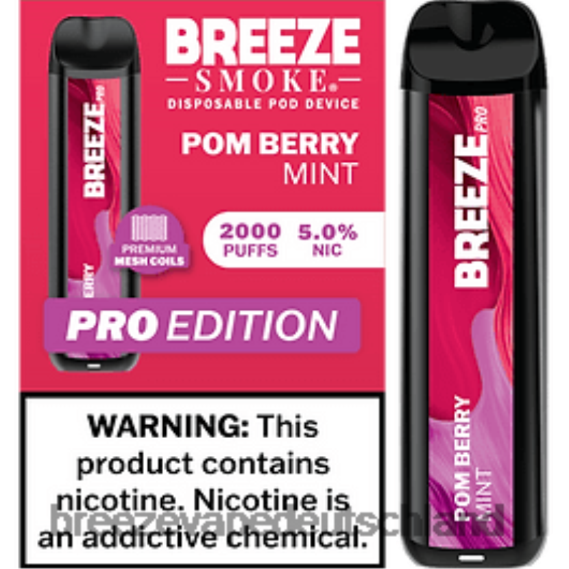 DB4FTR17 Breeze Pro 2000 Züge Pom-Beeren-Minze | Breeze Vape Pen