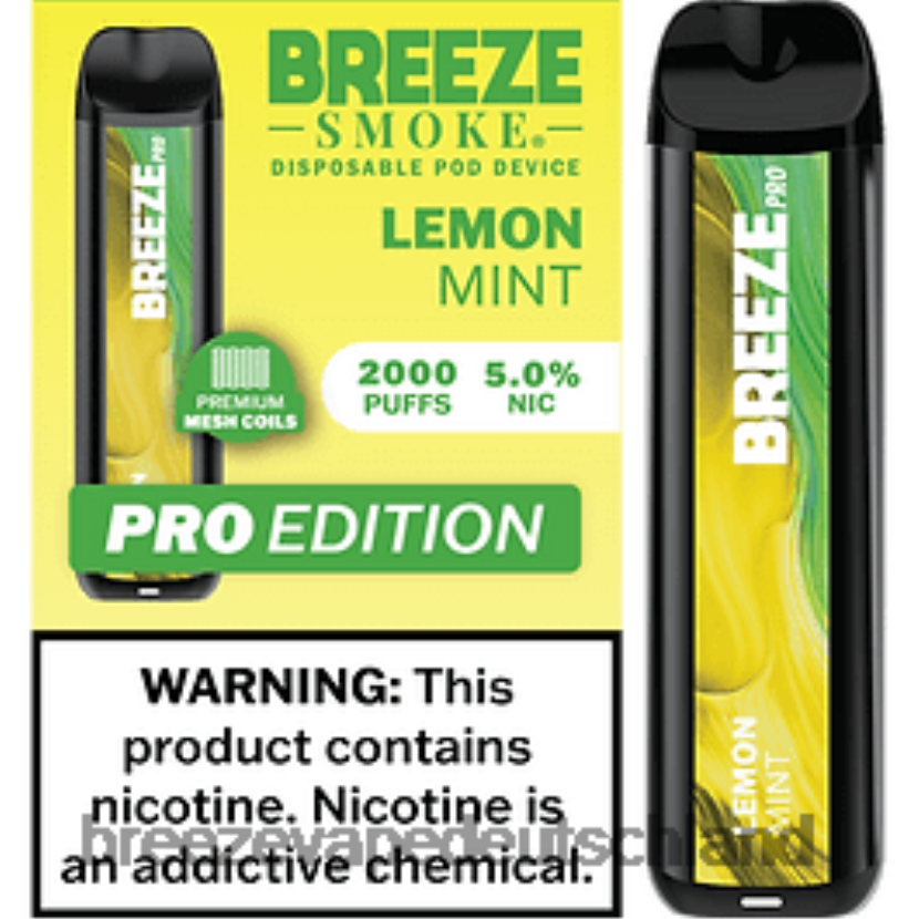 DB4FTR23 Breeze Pro 2000 Züge Zitronenminze | Breeze Vape Deutschland