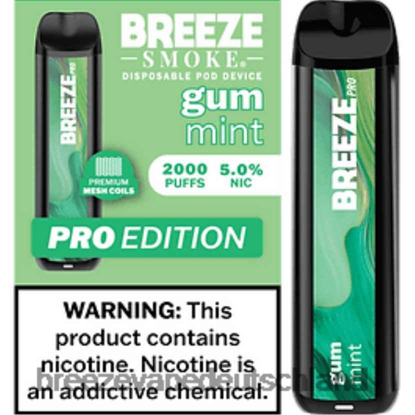 DB4FTR24 Breeze Pro 2000 Züge Gummiminze | Breeze Vape Flavors