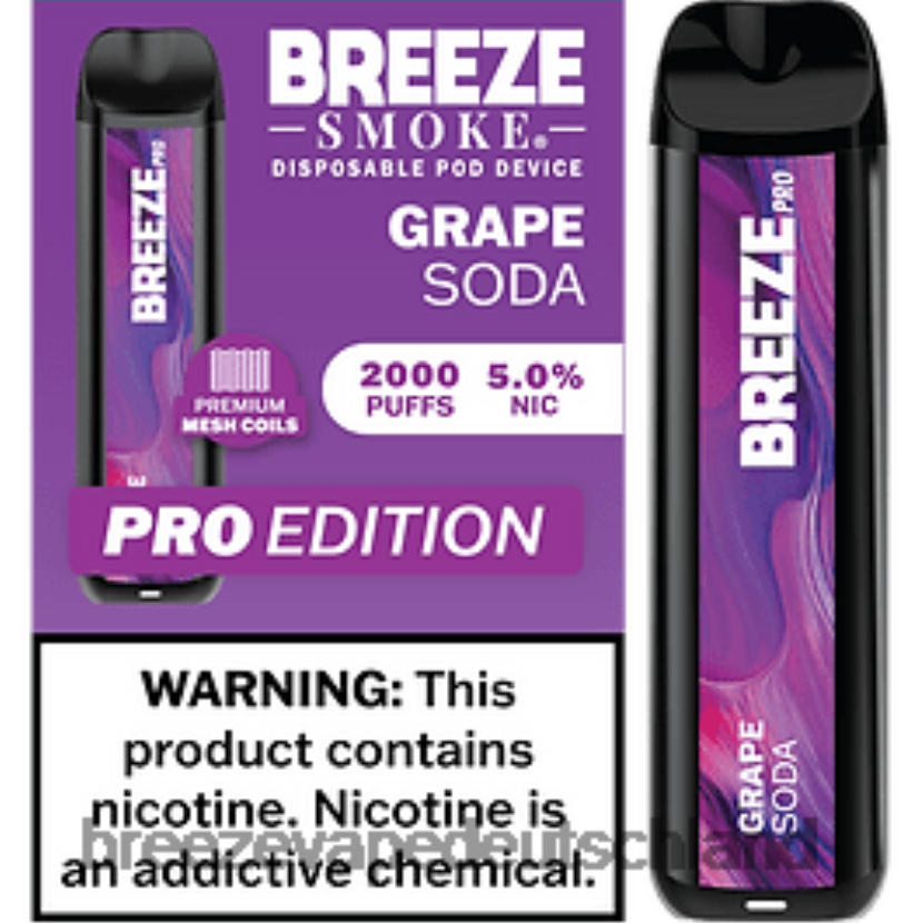 DB4FTR25 Breeze Pro 2000 Züge Trauben-Soda | Breeze Vape Cost